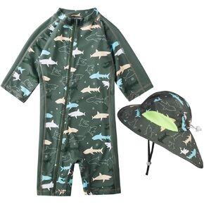بدلة سباحة للأطفال الأولاد من Rash Guard للحماية من الشمس للأطفال الرضع من قطعة واحدة مع قبعة الشمس in Kuwait