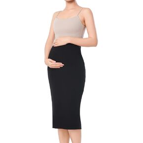Women's Maternity Skirt Over The Belly Midi High Pregnancy Pencil Skirt Waist Solid Stretchy Clothes Dress Work Outfits