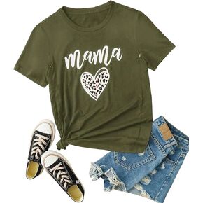Women Maternity Nursing Shirt Funny Mama Shirt Cute Leopard Heart Graphic Tees Friendly Zip Maternity Breastfeeding Tops