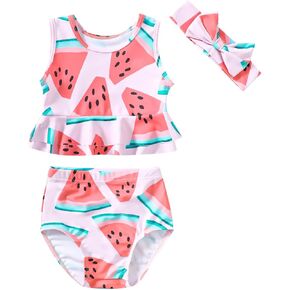 Magic Park Infant Baby Girl Bikini Set Vest Swimsuit Toddler Girls 3 Piece Swimwear Beach Outfits