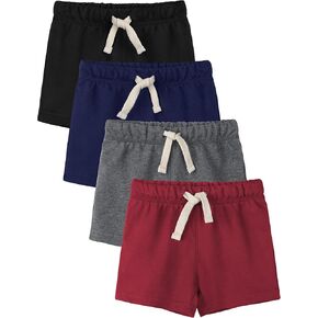 4 Pack Toddler Boys Shorts Baby Boy Shorts French Terry Cotton Shorts with Drawstring Casual Elastic Waist Shorts