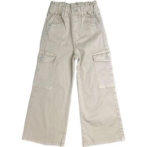 KIDSCOOL SPACE Toddler & Big Child Wide-Leg Cargo Jeans, 18M-14T Ribbed Waist Denim Pants in Kuwait