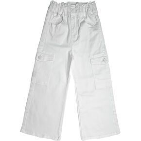 KIDSCOOL SPACE Toddler & Big Child Wide-leg Cargo Jeans, 18M-14T Ribbed Waist Denim Pants