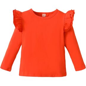 Magic Park Baby Girl Blouse Toddler Ruffle T-Shirts Kids Girl Solid Color Tee Casual Tops for Girls