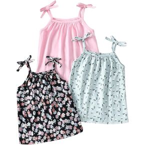 Floerns Toddler Girl's 3 Pcs Floral Print Camisole Tie Shoulder Sleeveless Tank Top