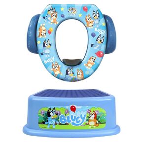 Bluey 2 Piece Essential Potty Training Set - Soft Potty Seat, Step Stool - Potty Trainer