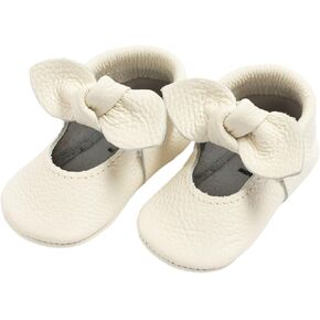 Freshly Picked First Pair Knotted Bow Baby Girl Shoes - Leather Baby Moccasins - Soft Sole Baby Shoes, Infant Shoes, Crib Shoes