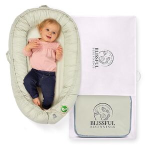 Blissful Beginnings Organic Baby Lounger with Travel Bag- Adjustable Lounger for 12-24 Months Babies - Breathable & Portable Infant Lounger Pillow, Newborn Essentials Baby Nest Lounger