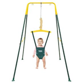 FUNLIO Baby Jumper with Stand for 6-24 Months, Infant Jumper for Indoor/Outdoor Play, Toddler Jumper for Baby Girl/Boy, with Adjustable Chain, Easy to Assemble & Store (with Stand)