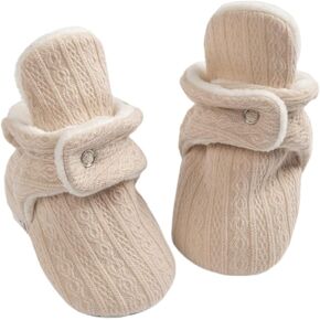 CENCIRILY Baby Unisex Booties Warm Fleece Winter Stay On Infant Slipper Socks Boys Girls Soft Non Slip Sole Newborn First Walkers Ankle Crib Shoes