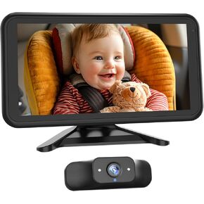 Baby Car Camera for 2 Kids with IR Night Vision, 3X Zoom Car Camera for Baby 1080p HD Images 360°Rotating Adjustable Car Seat Camera for Baby Rear Facing BV1