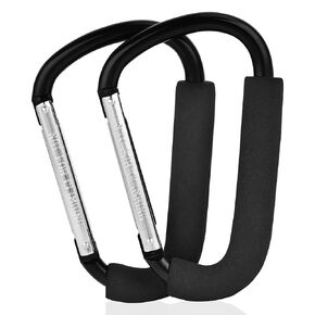 2 Pack Stroller Hooks,6.3" Large Stroller Clips,Stroller Hook for Hanging Diaper Bags and Shopping,Universal Stroller Accessories for Mommy,Large Carabiner Clip Heavy Duty