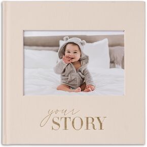 Baby Memory Book - Baby Photo Albums - Baby Scrapbook & Record Book - Baby Journal Gift for Newborn Baby Boy & Girl (Cream Fabric)