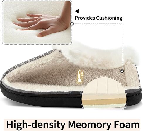 Ablanczoom Slippers for Women House Shoes: Comfy Memory Foam Slippers with Fuzzy Faux Fur Collar Non-skid Rubber Sole Indoor/Outdoor in Saudi Arabia