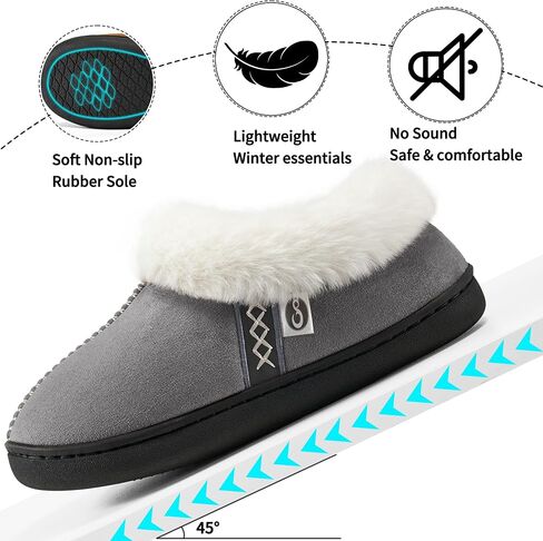 Ablanczoom Slippers for Women House Shoes: Comfy Memory Foam Slippers with Fuzzy Faux Fur Collar Non-skid Rubber Sole Indoor/Outdoor in Saudi Arabia