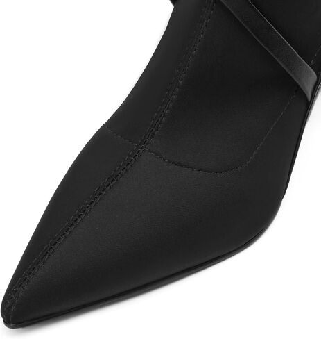 المرأة حذاء من الجلد منتصف العجل الجوارب للنساء مدبب تو خنجر عالية الكعب حذاء الكاحل أحذية مريحة الجوارب للنساء فستان in Kuwait