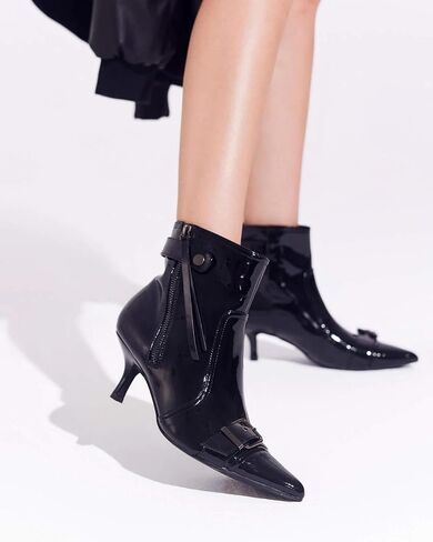 Coutgo Womens Pointed Toe Ankle Boots Sexy Low Kitten Heel Buckle Booties Side Zipper Tassel Winter Dress Shoes in Saudi Arabia