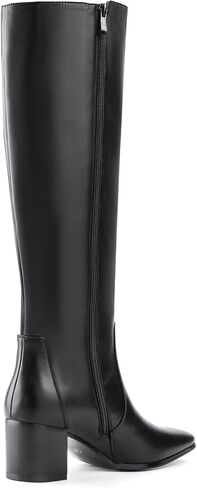 Shoe'N Tale Women's Knee High Boots Square Toe Tall Boots Mid Chunky Block Heeled Boots Side Zipper in Saudi Arabia