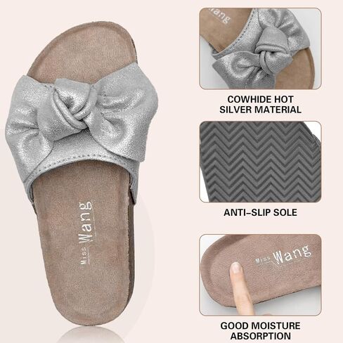Miss Wang Flat Slide Sandals for Womnen Summer Sandals with Twist Knot Bow Open Toe Slide Sandals Flat Comfort Slip on Sandals in Saudi Arabia