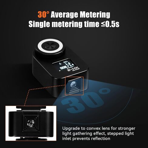 ASTRHORI XH-2 مقياس الضوء، شاشة OLED مقاس 0.66 بوصة، قياس في الوقت الحقيقي، وحدة ترقية، ضبط قرص الدوران، حامل الحذاء البارد، متوافق مع كاميرا Leica Rangefinder Voigtlander Minolta والكاميرا القديمة (أسود) in Kuwait