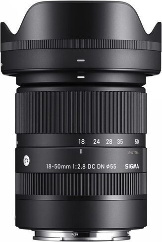 Sigma 18-50mm f/2.8 DC DN Contemporary Lens for Sony E Mount with Tiffen CPL Filter, 64GB SD Card, and Camera Bag Bundle (4 Items) in Saudi Arabia