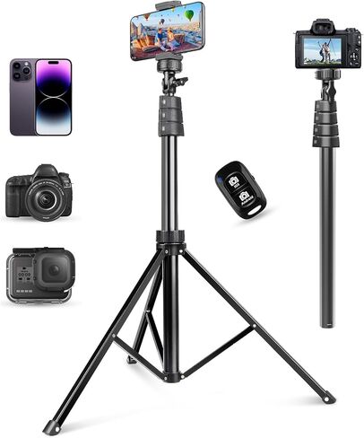 Eicaus 72'' Phone Tripod, Tripod for iPhone & Selfie Stick Tripod with Phone Mount and Remote - Upgraded, Stable, and Portable Tripod for iPhone 15/14/13, Android, Cameras and Action Cameras in Kuwait
