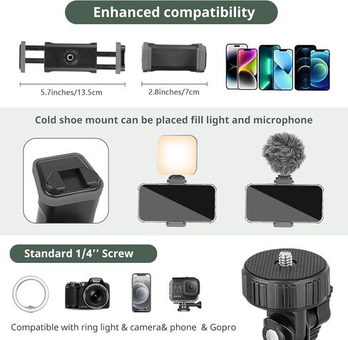 Eicaus 72'' Phone Tripod, Tripod for iPhone & Selfie Stick Tripod with Phone Mount and Remote - Upgraded, Stable, and Portable Tripod for iPhone 15/14/13, Android, Cameras and Action Cameras in Kuwait