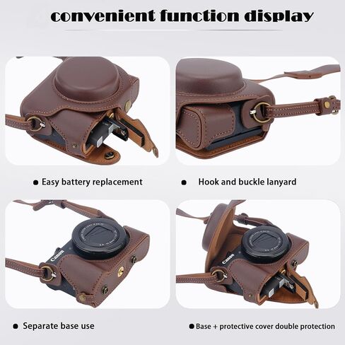 حافظة كاميرا G7X Mark II، G7X Mark III - حافظة كاميرا جلدية PU عتيقة لهاتف Sony G7X Mark II، G7X Mark III DSLR حقيبة جلدية واقية للكاميرا مع حزام كتف للكاميرا (قهوة) in Kuwait