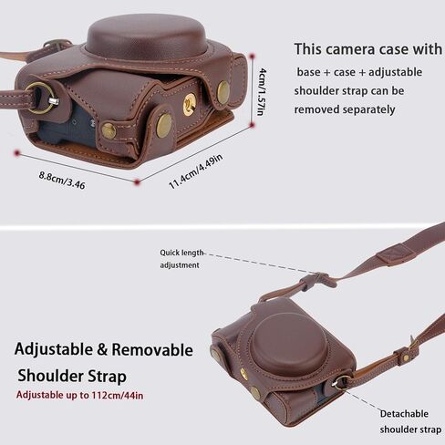 حافظة كاميرا G7X Mark II، G7X Mark III - حافظة كاميرا جلدية PU عتيقة لهاتف Sony G7X Mark II، G7X Mark III DSLR حقيبة جلدية واقية للكاميرا مع حزام كتف للكاميرا (قهوة) in Kuwait