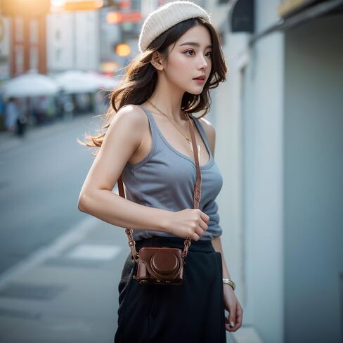 حافظة كاميرا G7X Mark II، G7X Mark III - حافظة كاميرا جلدية PU عتيقة لهاتف Sony G7X Mark II، G7X Mark III DSLR حقيبة جلدية واقية للكاميرا مع حزام كتف للكاميرا (قهوة) in Kuwait