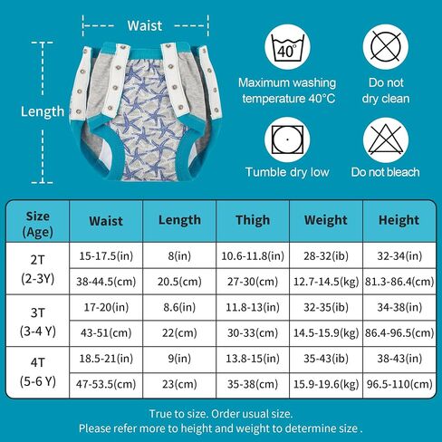 BIG ELEPHANT 10 Packs Potty Training Pants Cotton Absorbent, Side Button Training Underwear Reusable Snaps for Boys and Girls in Saudi Arabia