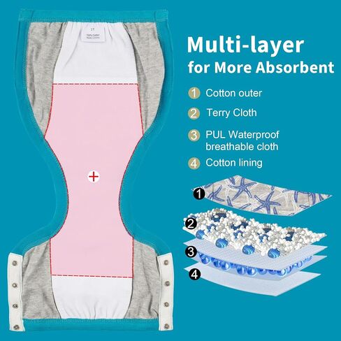BIG ELEPHANT 10 Packs Potty Training Pants Cotton Absorbent, Side Button Training Underwear Reusable Snaps for Boys and Girls in Saudi Arabia