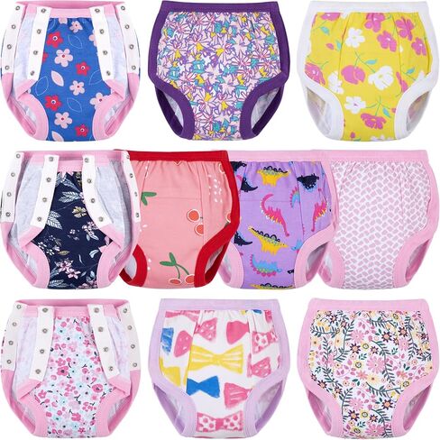 BIG ELEPHANT 10 Packs Potty Training Pants Cotton Absorbent, Side Button Training Underwear Reusable Snaps for Boys and Girls in Saudi Arabia