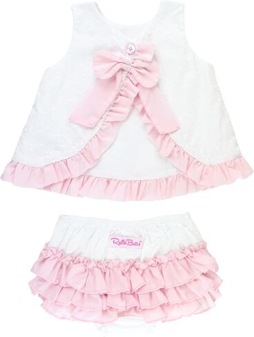 RuffleButts Baby/Toddler Girls Swing - Top & Bloomer Set Baby Girl Outfit | Cotton Blend Fabric, Striped Pattern, 2-Piece Design, Straight Fit, Machine Washable, Spring Wear in Saudi Arabia