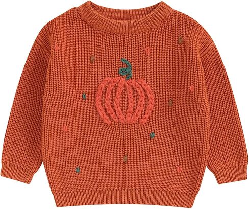 Mubineo Toddler Baby Girl Boy Halloween Clothes Cute Pumpkin Sweater Pullover Long Sleeve Knit Infant Winter Sweaters in Saudi Arabia