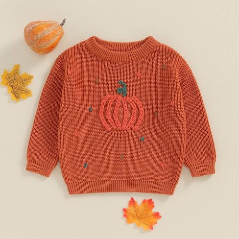 Mubineo Toddler Baby Girl Boy Halloween Clothes Cute Pumpkin Sweater Pullover Long Sleeve Knit Infant Winter Sweaters in Saudi Arabia