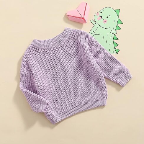 Toddler Baby Girl Boy Long Sleeve Knit Sweater Cute Round Neck Pullover Fall Winter Warm Tops Clothes in Saudi Arabia