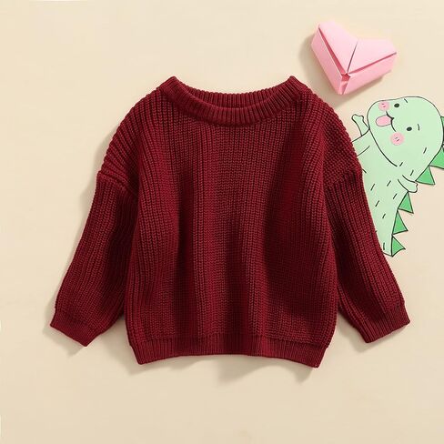 Toddler Baby Girl Boy Long Sleeve Knit Sweater Cute Round Neck Pullover Fall Winter Warm Tops Clothes in Saudi Arabia