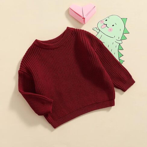 Toddler Baby Girl Boy Long Sleeve Knit Sweater Cute Round Neck Pullover Fall Winter Warm Tops Clothes in Saudi Arabia