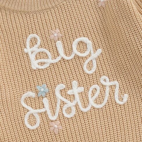 Toddler Infant Baby Girl Knit Sweater Big Sister Little Sister Matching Outfits Long Sleeve Pullover Sweatshirt in Kuwait