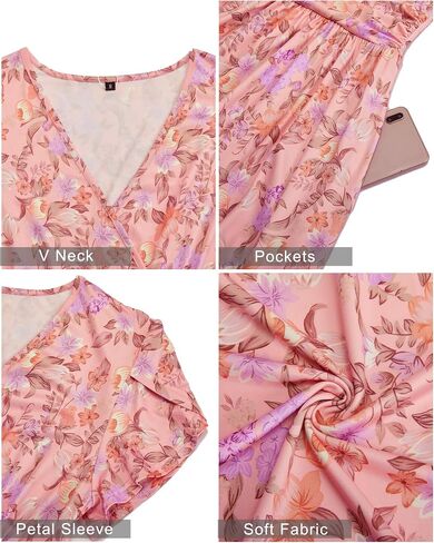 OUGES Maternity Maxi Dress Wrap V Neck Baby Shower Pregnancy Dresses for Photoshoot in Saudi Arabia