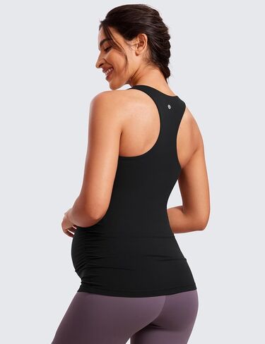 CRZ YOGA Butterluxe المرأة Racerback الأمومة تانك القمم Ruched بلا أكمام الحمل اليوغا الأعلى مع المدمج في قميص تجريب الصدرية in Saudi Arabia