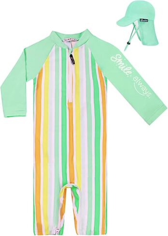 weVSwe Baby Boy UPF 50+ Rash Guard & Sun Hat Set 0-3 Years | Long Sleeve UV Swimsuit for Baby Boy, Full Sun Protection, Soft & Quick-Dry,OEKO-TEX certified in Saudi Arabia