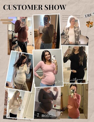 Ekouaer Womens Maternity Shirts Long Sleeve 3 Packs Pregnancy Tee Top Tunic Blouse Casual Mama Clothes S-XXL in Saudi Arabia