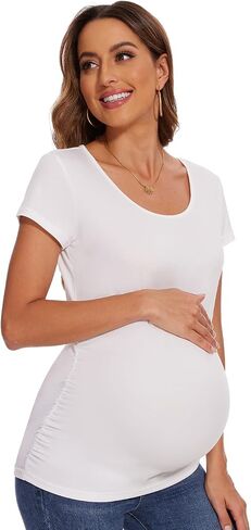 Women's Maternity Shirts Side Ruched Pregnancy T-Shirts in Saudi Arabia