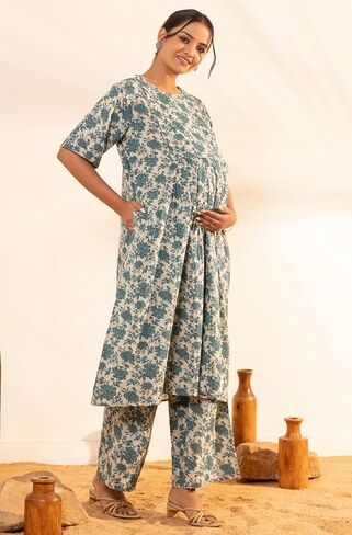 Janasya Maternity Nursing Kurta Set With Breastfeeding Feature for Pre and Post Pregant Women in Saudi Arabia