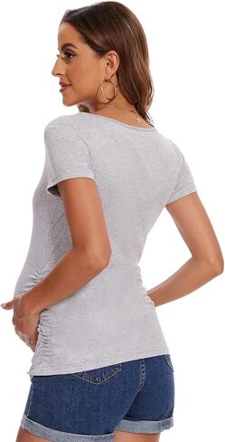 Women's Maternity Shirts Side Ruched Pregnancy T-Shirts in Saudi Arabia