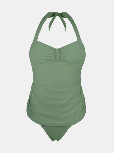 CUPSHE Women's Tankini Sets Maternity Two Piece Pregnant Bathing Suit Mid Rise Halter Sweetheart Neck in Saudi Arabia