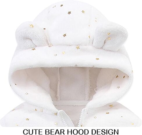 Baby Fleece Jumpsuit for 0-3 Months Infant Bear Snowsuit Newborn Romper Warm Coat in Saudi Arabia