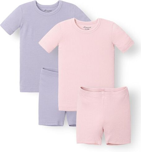 AVAUMA Baby Boys Girls Pajama Set Kids Toddler Snug fit Ribbed Sleepwear pjs for Daily Life Style (Purple, Pink 3T) (2Pack-Short) in Kuwait
